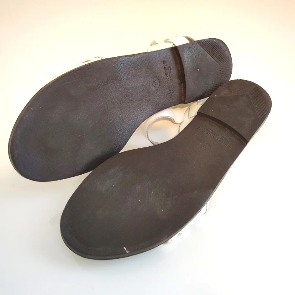 Vintage White Leather Sandals